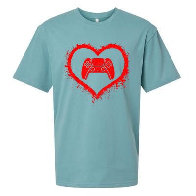 Gamer Heart Valentines Day Video Games Sueded Cloud Jersey T-Shirt