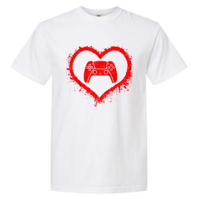 Gamer Heart Valentines Day Video Games Garment-Dyed Heavyweight T-Shirt