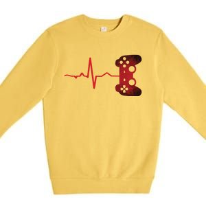 Gamer Heartbeat Video Games Gaming Teens Premium Crewneck Sweatshirt