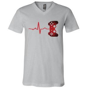 Gamer Heartbeat Video Games Gaming Teens V-Neck T-Shirt