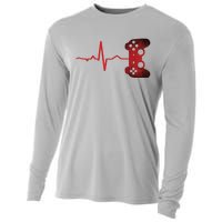 Gamer Heartbeat Video Games Gaming Teens Cooling Performance Long Sleeve Crew