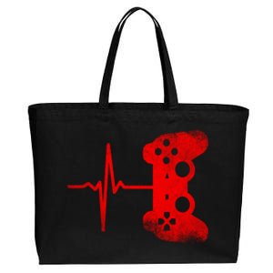 Gamer Heartbeat Video Games Gaming Ns Gift Cotton Canvas Jumbo Tote