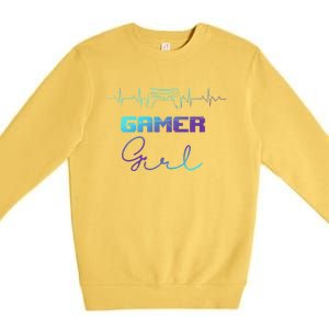 Gamer Heartbeat Video Games Controller Gaming Gift Premium Crewneck Sweatshirt