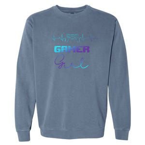 Gamer Heartbeat Video Games Controller Gaming Gift Garment-Dyed Sweatshirt