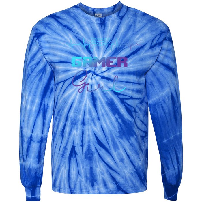 Gamer Heartbeat Video Games Controller Gaming Gift Tie-Dye Long Sleeve Shirt