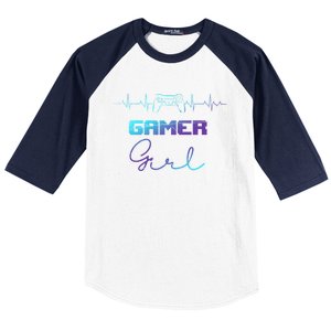 Gamer Heartbeat Video Games Controller Gaming Gift Baseball Sleeve Shirt