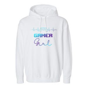 Gamer Heartbeat Video Games Controller Gaming Gift Garment-Dyed Fleece Hoodie