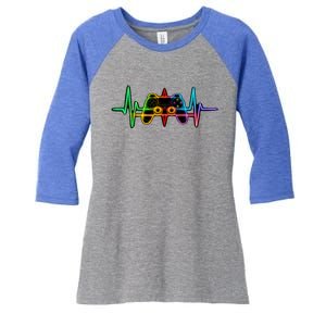 Gamer Heartbeat Video Game Controller Players Lover Graphics Gift Women's Tri-Blend 3/4-Sleeve Raglan Shirt