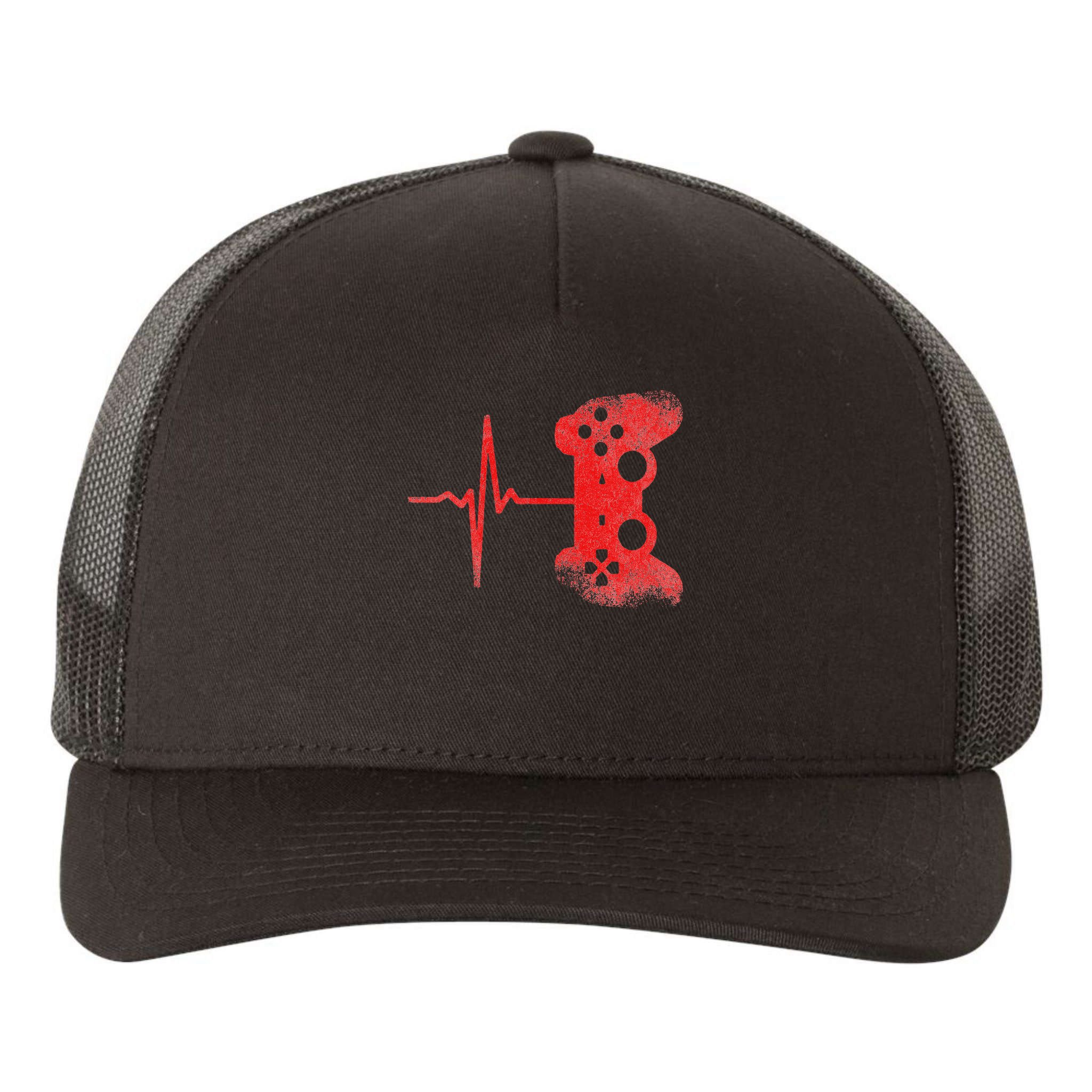 Gamer Heartbeat Video Games Gaming Yupoong Adult 5-Panel Trucker Hat
