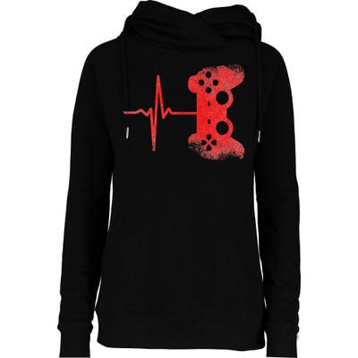 Gamer Heartbeat Video Games Gaming Womens Funnel Neck Pullover Hood