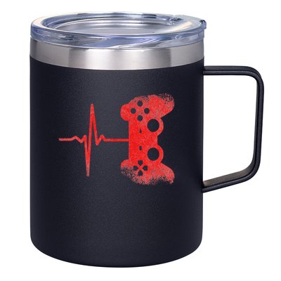 Gamer Heartbeat Video Games Gaming 12oz Stainless Steel Coffee Mug