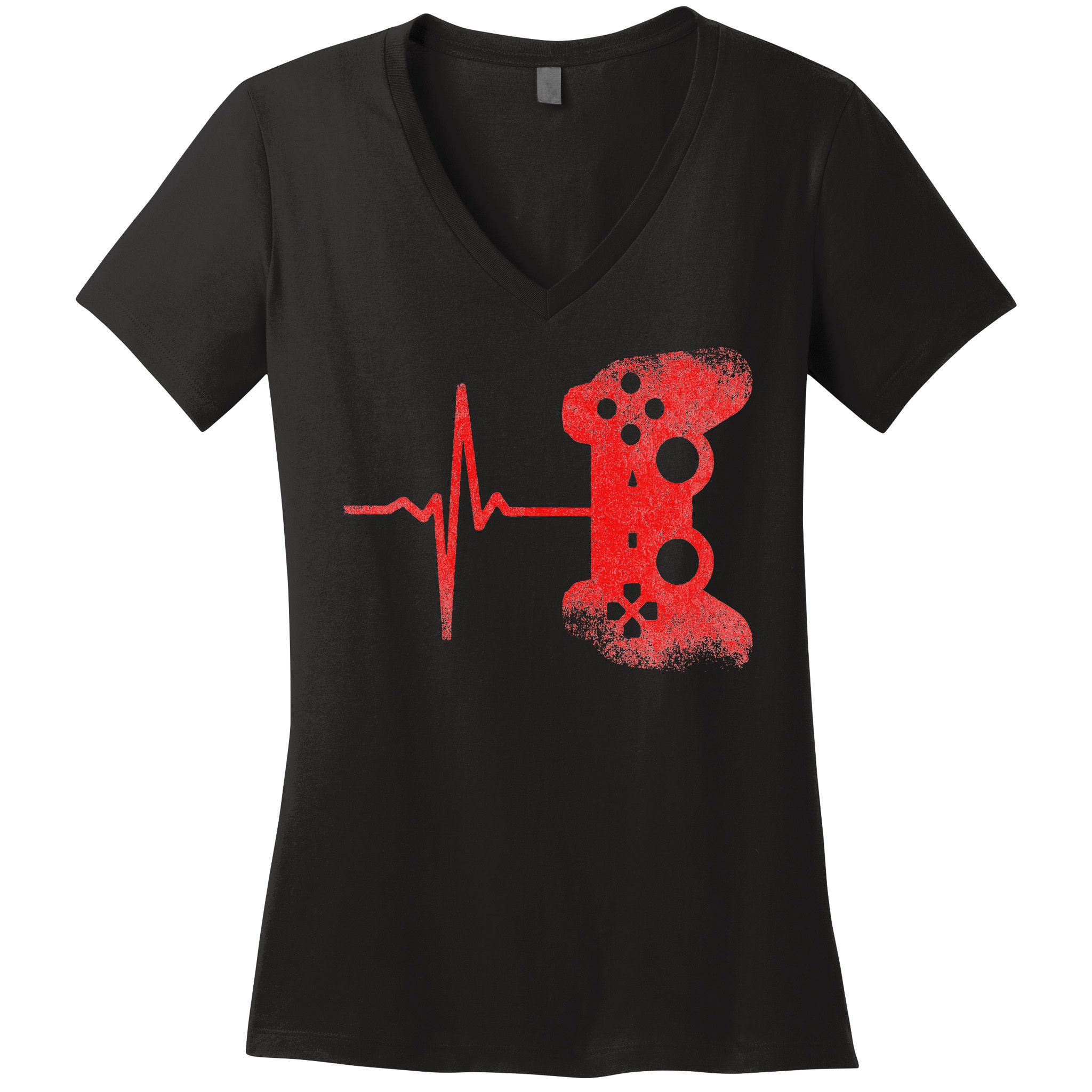 Gamer Heartbeat Video Games Gaming Women's V-Neck T-Shirt