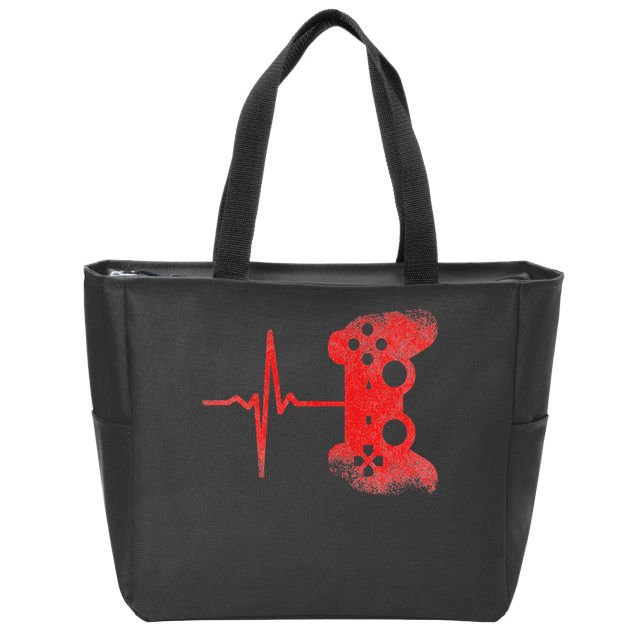 Gamer Heartbeat Video Games Gaming Zip Tote Bag