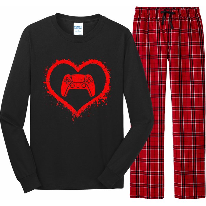 Gamer Heart Valentines Day Video Games Long Sleeve Pajama Set