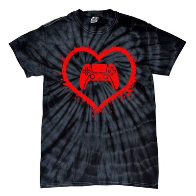 Gamer Heart Valentines Day Video Games Tie-Dye T-Shirt