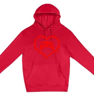 Gamer Heart Valentines Day Video Games Premium Pullover Hoodie