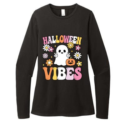 Groovy Halloween Vibes Costume Ghost Pumpkin Womens CVC Long Sleeve Shirt