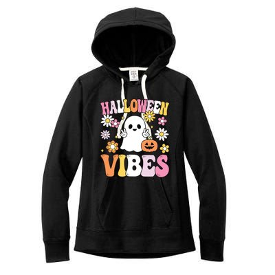 Groovy Halloween Vibes Costume Ghost Pumpkin Women's Fleece Hoodie