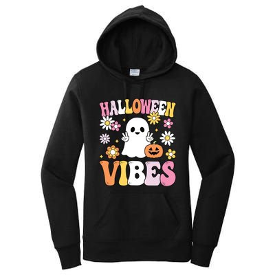 Groovy Halloween Vibes Costume Ghost Pumpkin Women's Pullover Hoodie