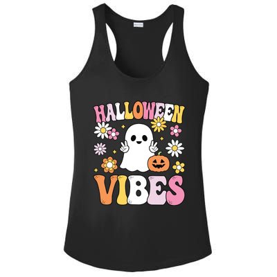 Groovy Halloween Vibes Costume Ghost Pumpkin Ladies PosiCharge Competitor Racerback Tank