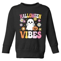 Groovy Halloween Vibes Costume Ghost Pumpkin Toddler Sweatshirt