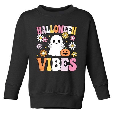 Groovy Halloween Vibes Costume Ghost Pumpkin Toddler Sweatshirt