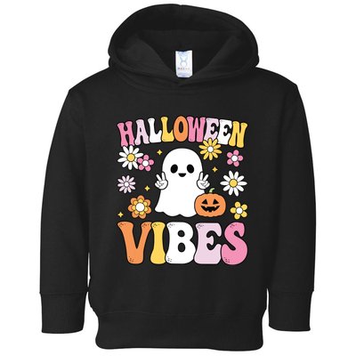 Groovy Halloween Vibes Costume Ghost Pumpkin Toddler Hoodie