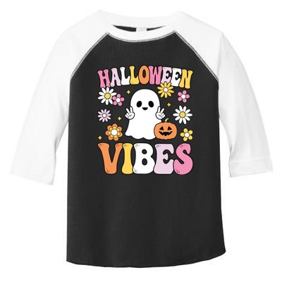 Groovy Halloween Vibes Costume Ghost Pumpkin Toddler Fine Jersey T-Shirt