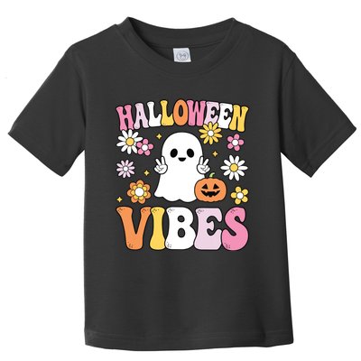 Groovy Halloween Vibes Costume Ghost Pumpkin Toddler T-Shirt