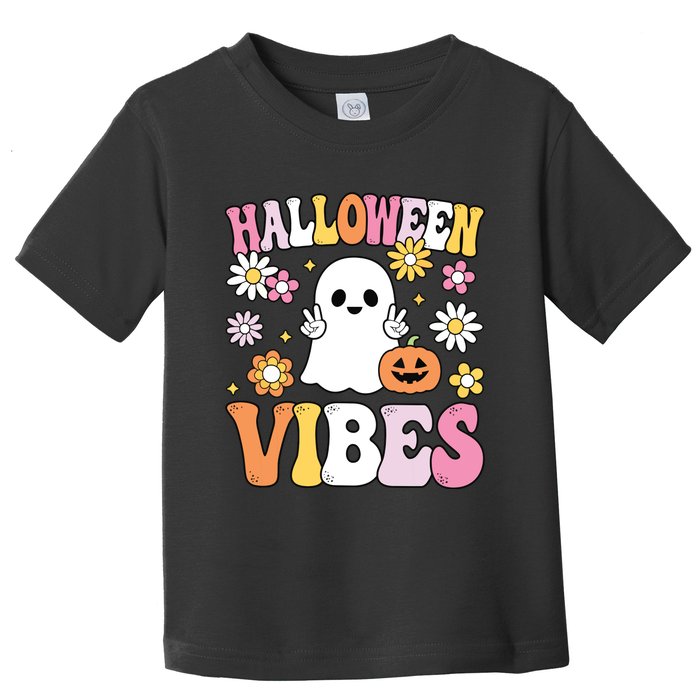 Groovy Halloween Vibes Costume Ghost Pumpkin Toddler T-Shirt