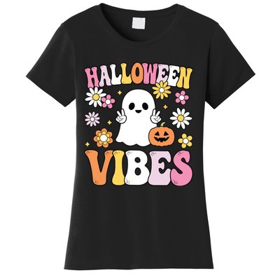 Groovy Halloween Vibes Costume Ghost Pumpkin Women's T-Shirt