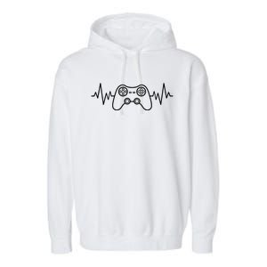 Gamer Heartbeat Video Game Controller Gaming Valentines Gift Garment-Dyed Fleece Hoodie