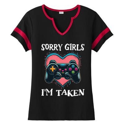 Gamer Heart Valentines Day Video Games Ladies Halftime Notch Neck Tee