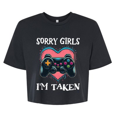 Gamer Heart Valentines Day Video Games Bella+Canvas Jersey Crop Tee