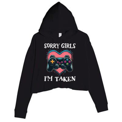 Gamer Heart Valentines Day Video Games Crop Fleece Hoodie