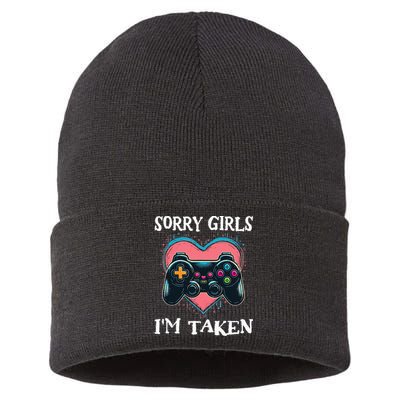 Gamer Heart Valentines Day Video Games Sustainable Knit Beanie
