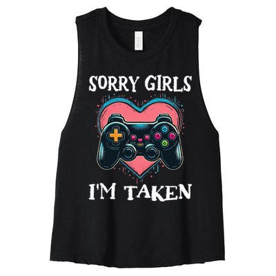 Gamer Heart Valentines Day Video Games Women's Racerback Cropped Tank