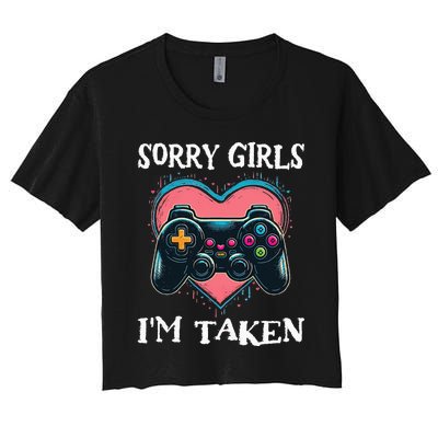 Gamer Heart Valentines Day Video Games Women's Crop Top Tee