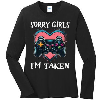 Gamer Heart Valentines Day Video Games Ladies Long Sleeve Shirt