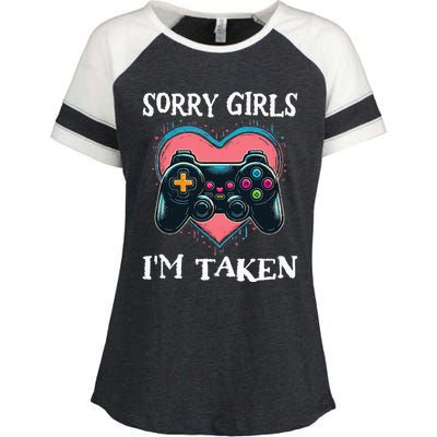 Gamer Heart Valentines Day Video Games Enza Ladies Jersey Colorblock Tee