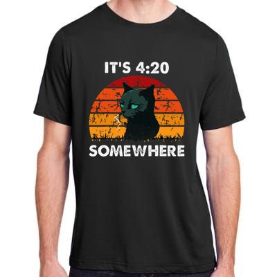 Get High With ItS 420 Somewhere Cat Smoking High Adult ChromaSoft Performance T-Shirt