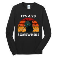 Get High With ItS 420 Somewhere Cat Smoking High Tall Long Sleeve T-Shirt