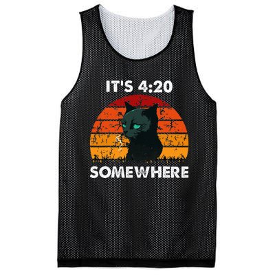 Get High With ItS 420 Somewhere Cat Smoking High Mesh Reversible Basketball Jersey Tank