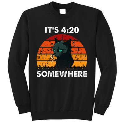 Get High With ItS 420 Somewhere Cat Smoking High Tall Sweatshirt