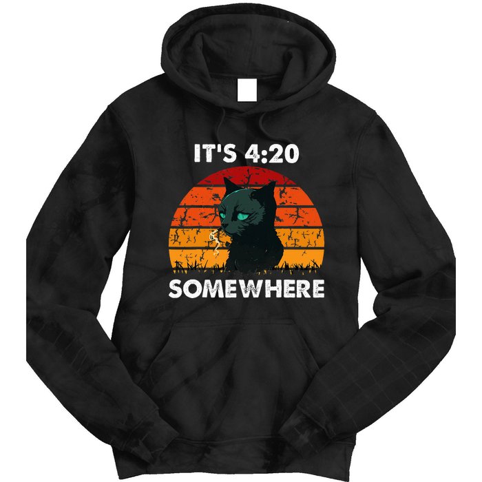 Get High With ItS 420 Somewhere Cat Smoking High Tie Dye Hoodie