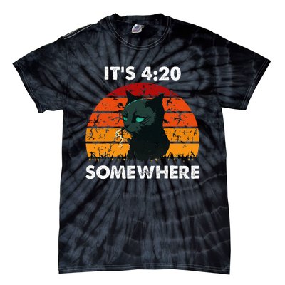 Get High With ItS 420 Somewhere Cat Smoking High Tie-Dye T-Shirt