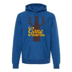 Gone Hunting With Beer Bottle With Deer Antlers Gift Premium Hoodie