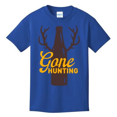 Gone Hunting With Beer Bottle With Deer Antlers Gift Kids T-Shirt