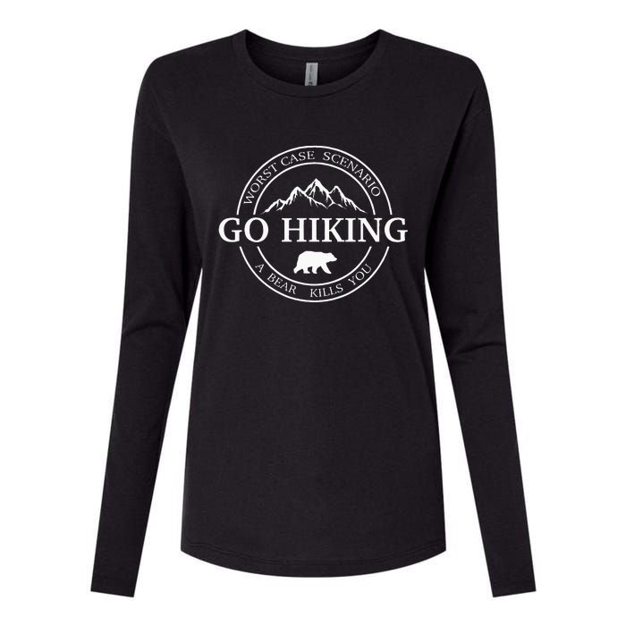 Go Hiking Worst Case Scenario A Bear Kills You Camping Womens Cotton Relaxed Long Sleeve T-Shirt