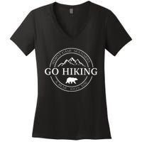 Go Hiking Worst Case Scenario A Bear Kills You Camping Women's V-Neck T-Shirt